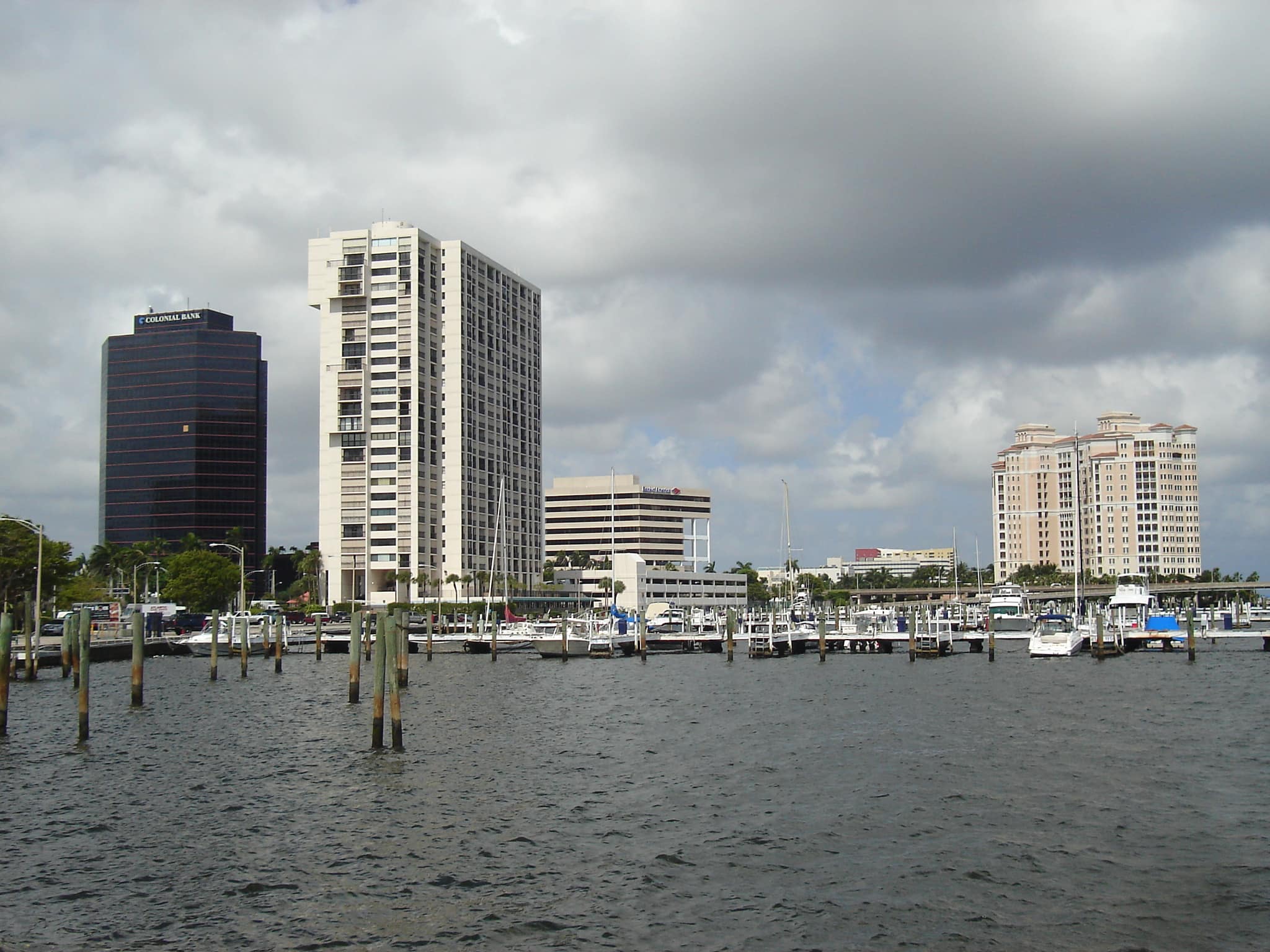 Towers along Flagler Drive and the downtown marina